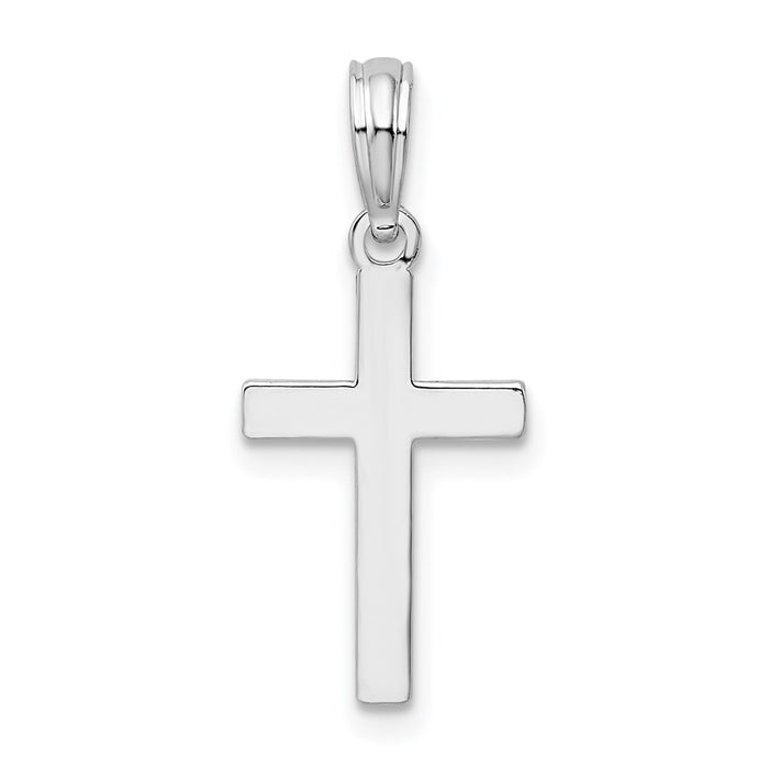 Million Charms 925 Sterling Silver Religious Charm Pendant, Small Beveled Cross  with Square Tips, High Polish