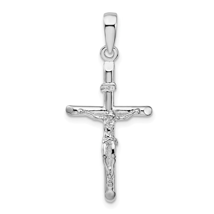 Million Charms 925 Sterling Silver Religious Charm Pendant, Stick Style Crucifix, High Polish