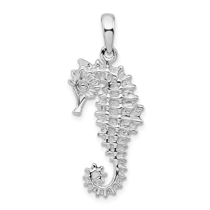 Million Charms 925 Sterling Silver Nautical Sea Life Charm Pendant, 3-D Seahorse, Textured