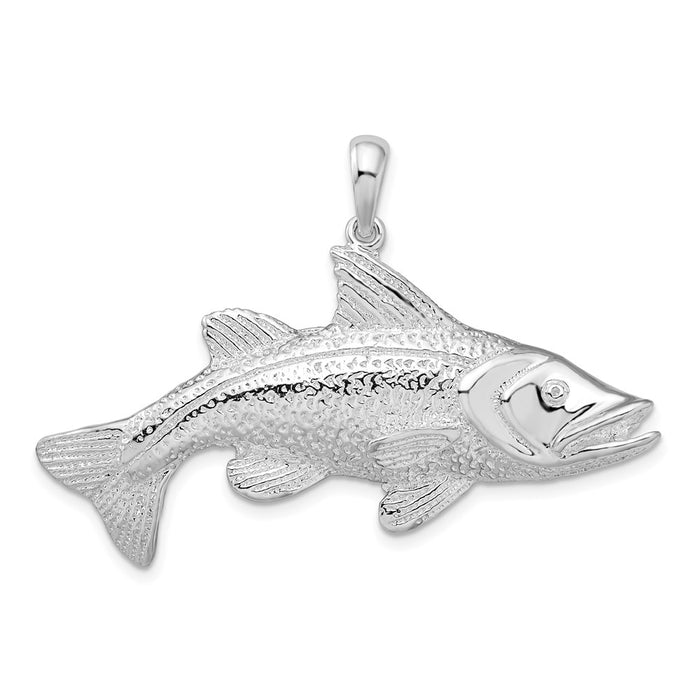 Million Charms 925 Sterling Silver Sea Life Nautical Charm Pendant, Large Red Fish, 2-D, Wave Pattern