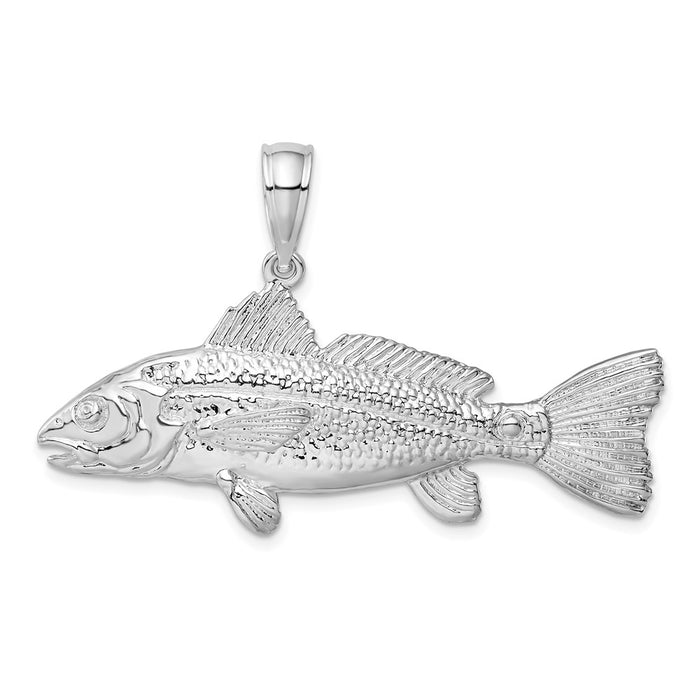 Million Charms 925 Sterling Silver Sea Life Nautical Charm Pendant, Large 3-D Red Fish