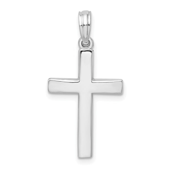 Million Charms 925 Sterling Silver Religious Charm Pendant, Beveled Cross  with Square Tips, High Polish