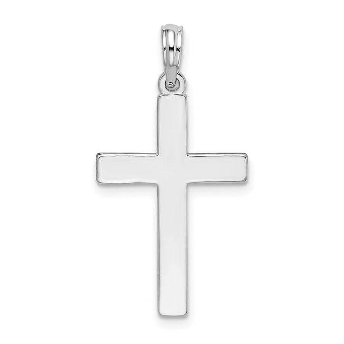 Million Charms 925 Sterling Silver Religious Charm Pendant, Flat Cross  with Square Tips, High Polish