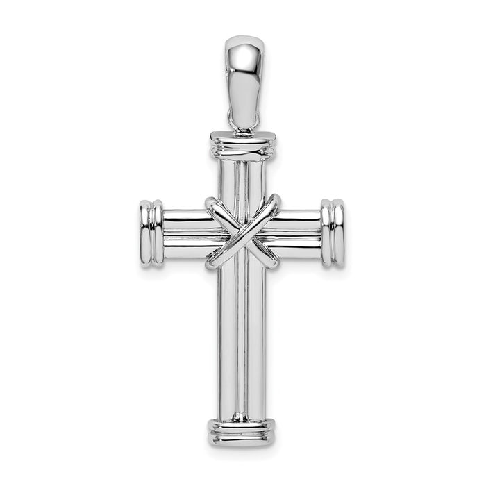 Million Charms 925 Sterling Silver Religious Charm Pendant, Cross  with X Center And Double Endcaps