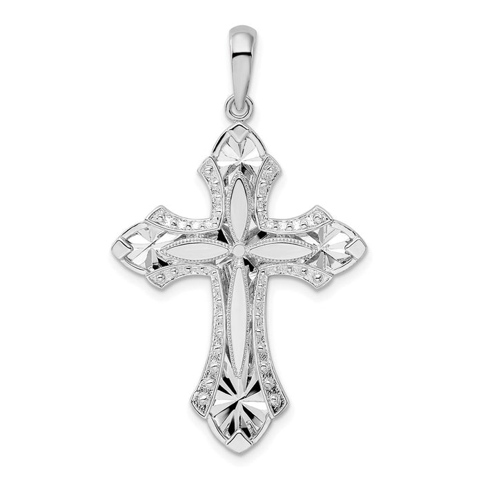 Million Charms 925 Sterling Silver Religious Charm Pendant, Beaded Cross  with Words On Reverse & Closed Back