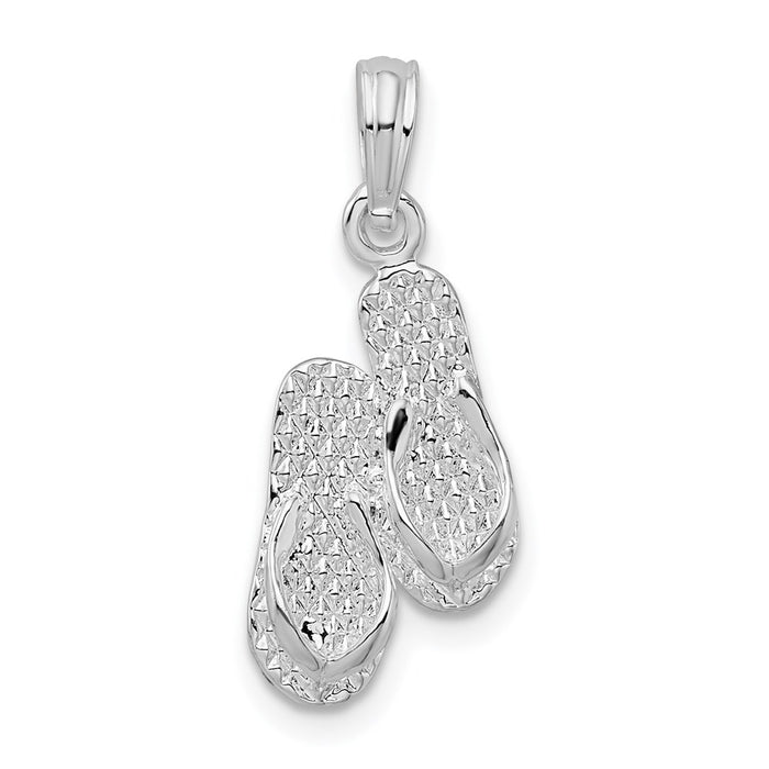 Million Charms 925 Sterling Silver Travel Charm Pendant, Small Antigua, W.I. Double Flip-Flop