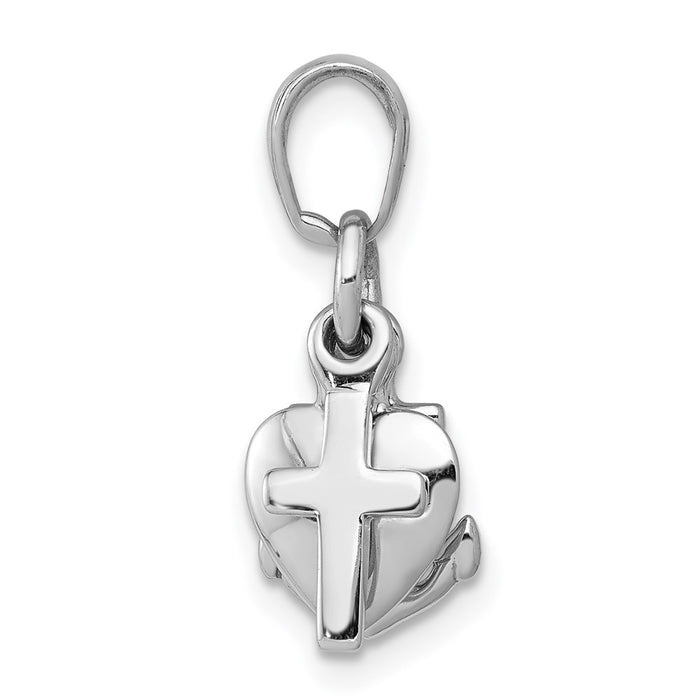 Million Charms 925 Sterling Silver Religious Charm Pendant, 3-D Faith, Hope & Love (Cross ,Anchor, Heart) Moveable Mini