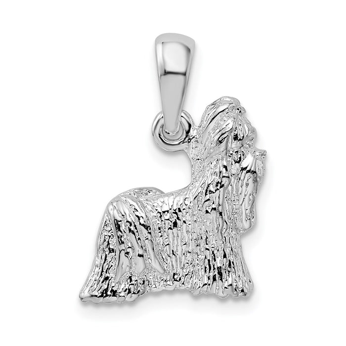 Million Charms 925 Sterling Silver Animal Dog Charm Pendant, 3-D Shih Tzu, Textured
