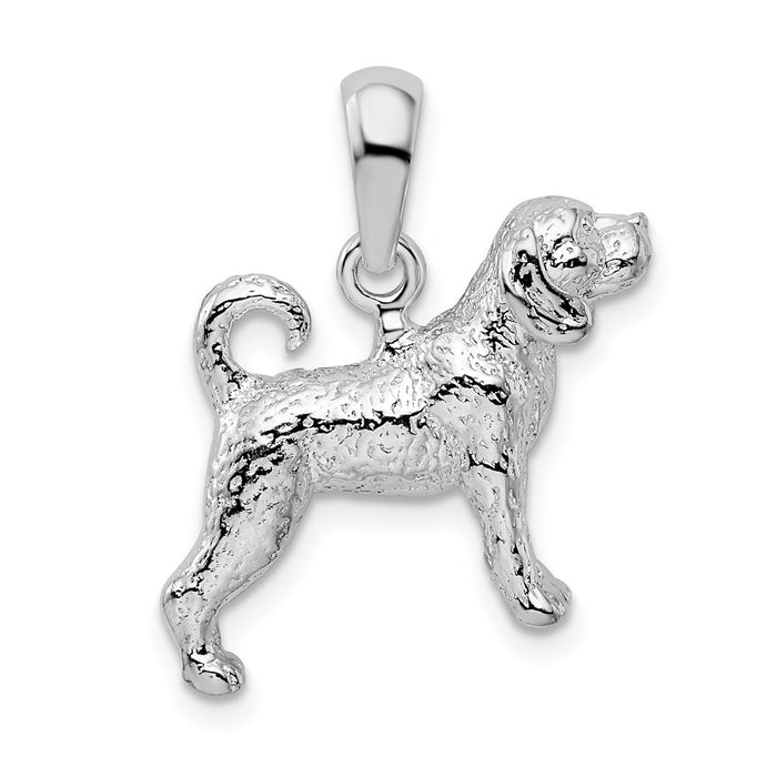 Million Charms 925 Sterling Silver Animal Dog Charm Pendant, 3-D Beagle, Textured, Style# Error