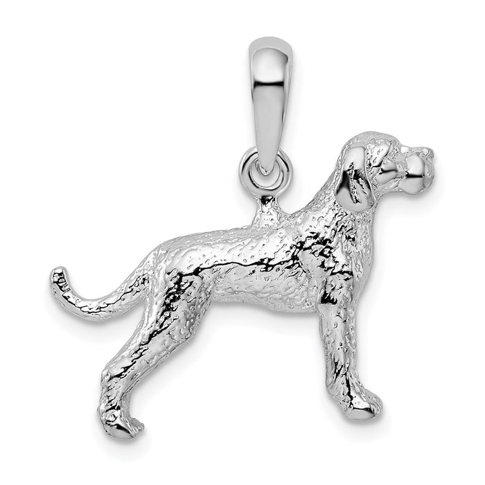 Million Charms 925 Sterling Silver Animal Dog Charm Pendant, 3-D English Pointer, Textured