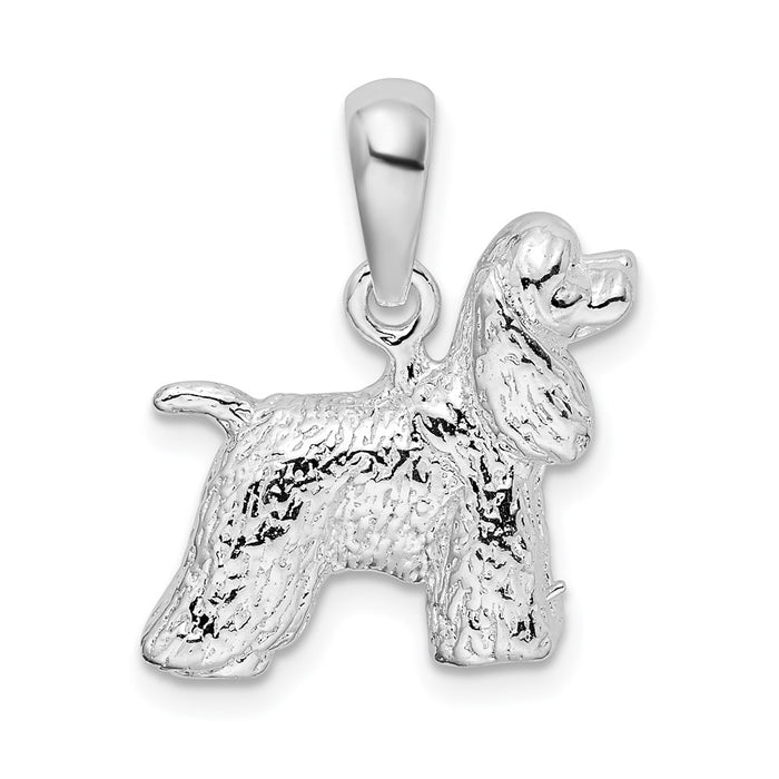Million Charms 925 Sterling Silver Animal Dog Charm Pendant, 3-D Cocker Spaniel, Textured