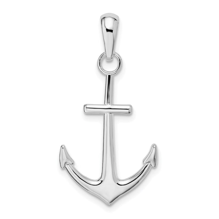 Million Charms 925 Sterling Silver Nautical Charm Pendant, Anchor, High Polish & 2-D