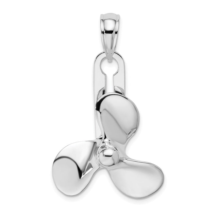 Million Charms 925 Sterling Silver Charm Pendant, Large 3-D 3 Blade Propeller, Moveable