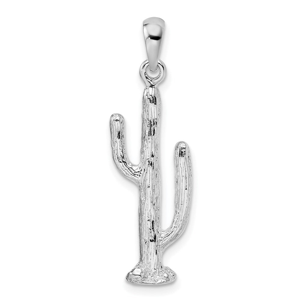 Million Charms 925 Sterling Silver Charm Pendant, 3-D Saguaro Cactus