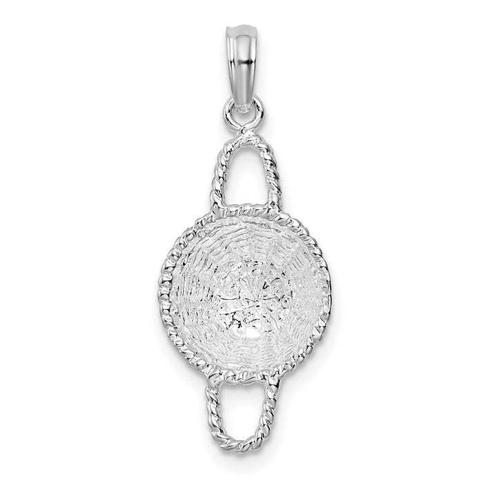 Million Charms 925 Sterling Silver Charm Pendant, 3-D Round Basket, Double Handles