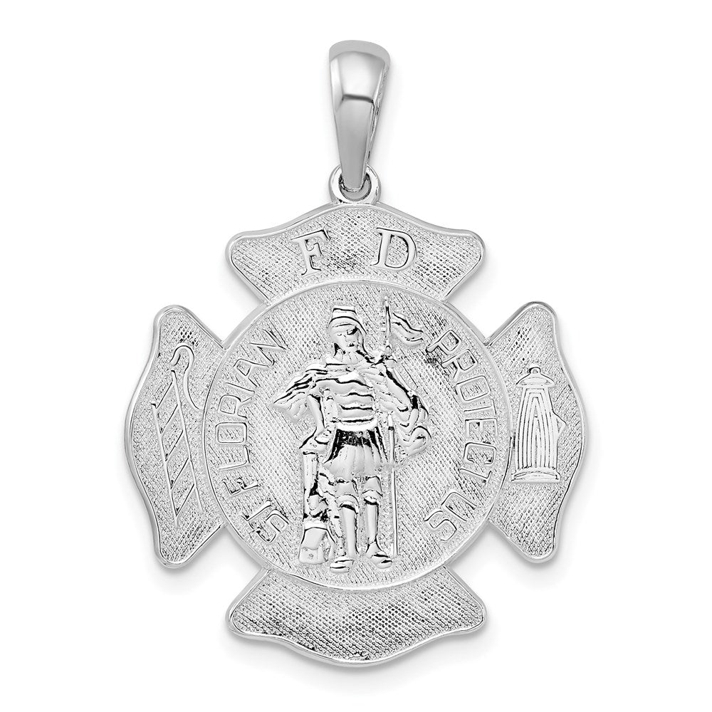 Million Charms 925 Sterling Silver Religious Charm Pendant, Saint Florian Protect Us, Fire Dept., Maltese Cross