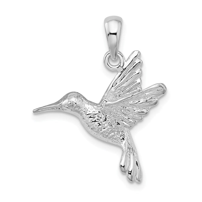 Million Charms 925 Sterling Silver Animal Charm Pendant, Hummingbird, 2-D