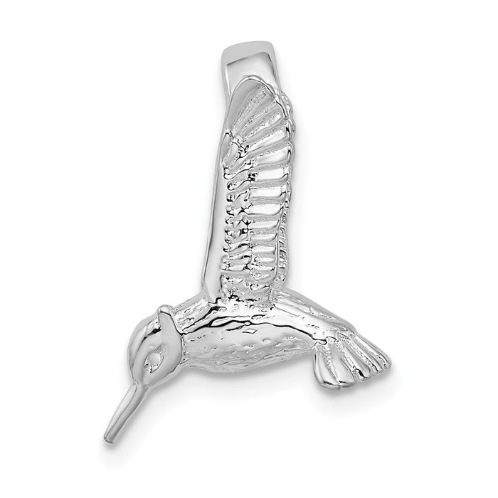 Million Charms 925 Sterling Silver Animal Charm Pendant, 3-D Hummingbird with Connected Wings, Hidden Bail