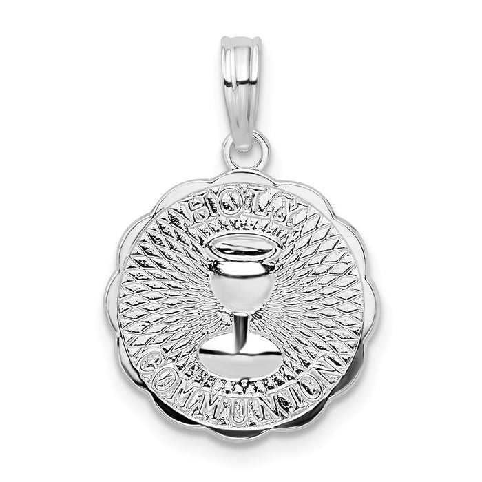 Million Charms 925 Sterling Silver Religious Charm Pendant, Small Holy Communion Disc Pendant, Small 2-D