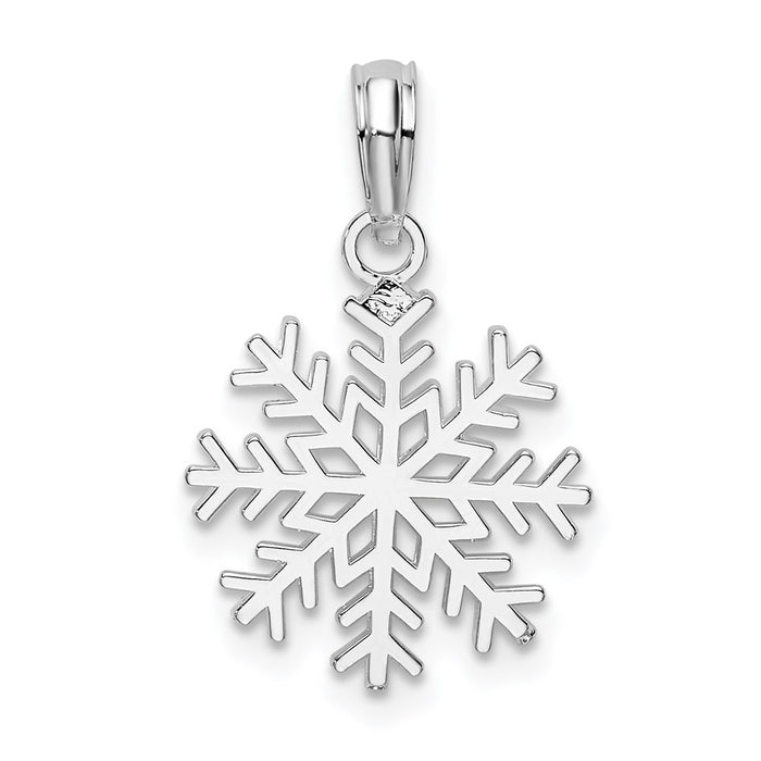 Million Charms 925 Sterling Silver Charm Pendant, Small 3-D Snowflake Pendant, Small Cut-Out