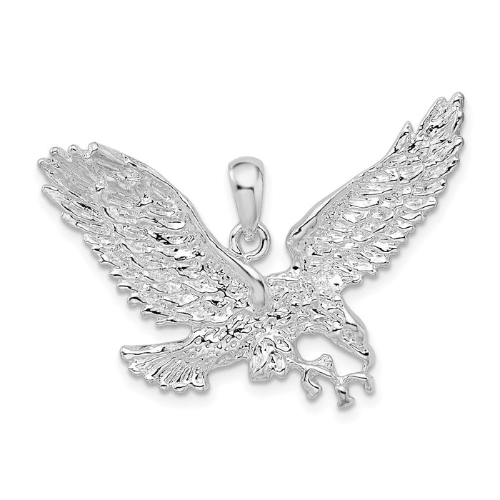 Million Charms 925 Sterling Silver Animal Bird  Charm Pendant, Eagle with Beak Touching Claws, 2-D