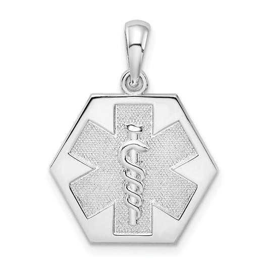 Million Charms 925 Sterling Silver Charm Pendant, Caduceus Medical Disc [No Enamel]