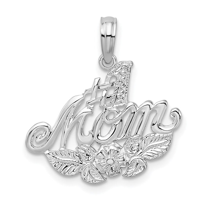 Million Charms 925 Sterling Silver Charm Pendant, Small #1 Mom with Flower