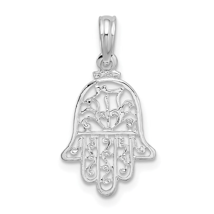 Million Charms 925 Sterling Silver Charm Pendant, Small Jewish Hand Of God, Cut-Out