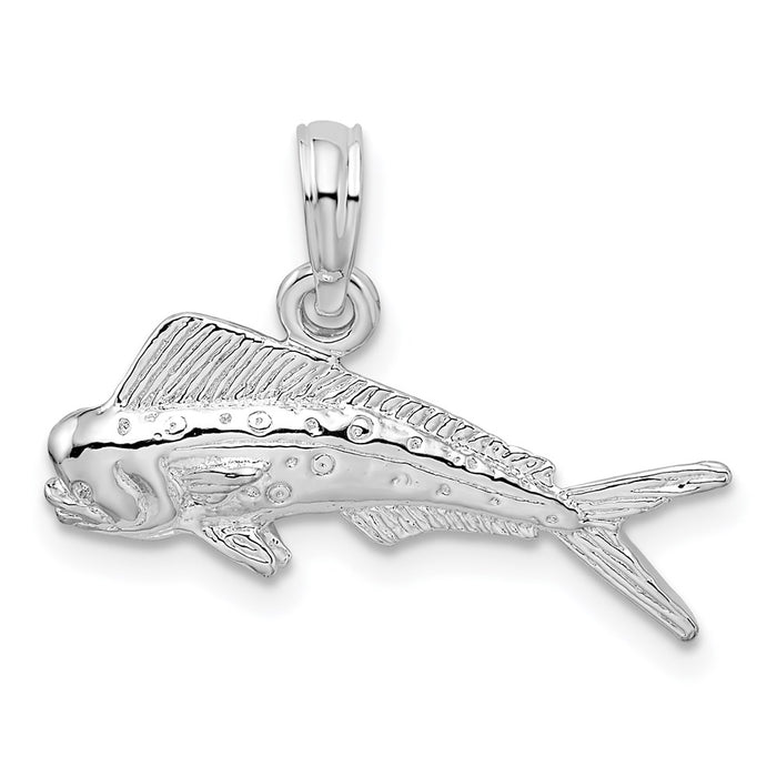 Million Charms 925 Sterling Silver Nautical Sea Life Charm Pendant, Mini Male Dorado (Mahi-Mahi) 2-D