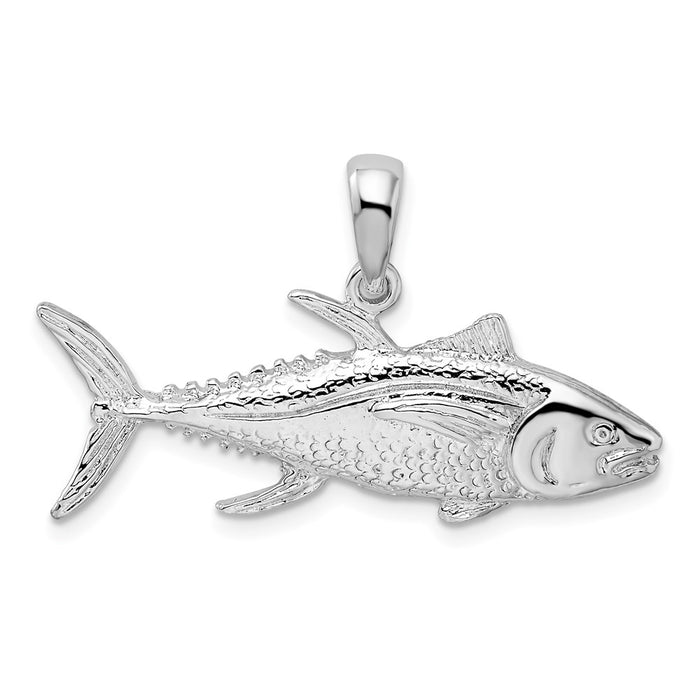 Million Charms 925 Sterling Silver Sea Life Nautical Charm Pendant, Yellowfin Tuna Fish, 2-D