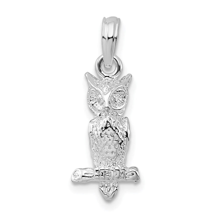 Million Charms 925 Sterling Silver Charm Pendant, 3-D Owl Pendant, Engraved