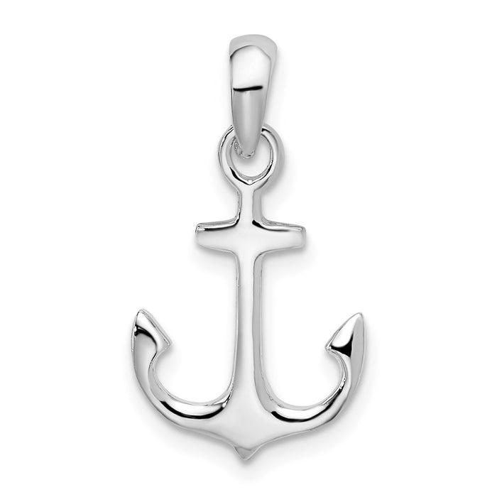 Million Charms 925 Sterling Silver Nautical  Charm Pendant, Small 3-D Anchor, High Polish