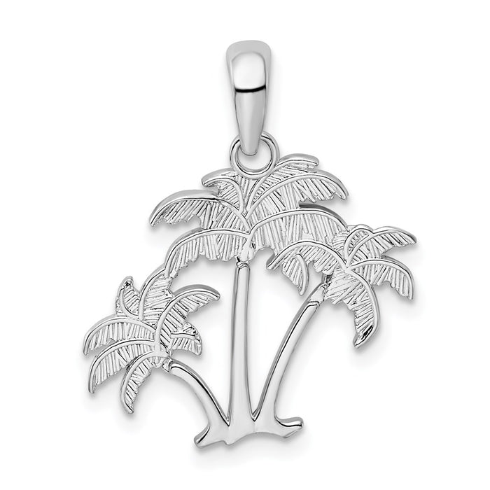 Million Charms 925 Sterling Silver Nautical Coastal Charm Pendant, Palm Trees with Thin Trunks