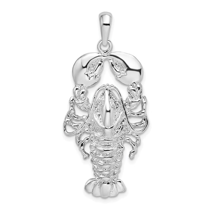 Million Charms 925 Sterling Silver Animal Sea Life  Charm Pendant, Maine Lobster, High Polish & Textured, 2-D