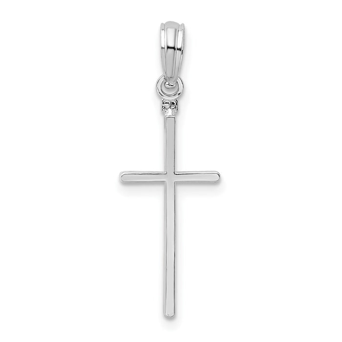 Million Charms 925 Sterling Silver Religious Charm Pendant, Small Stick Cross , High Polish