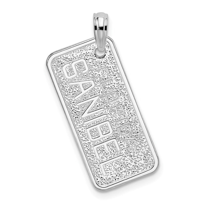 Million Charms 925 Sterling Silver Travel Charm Pendant, Large Fl-Sanibel License Plate, Textured