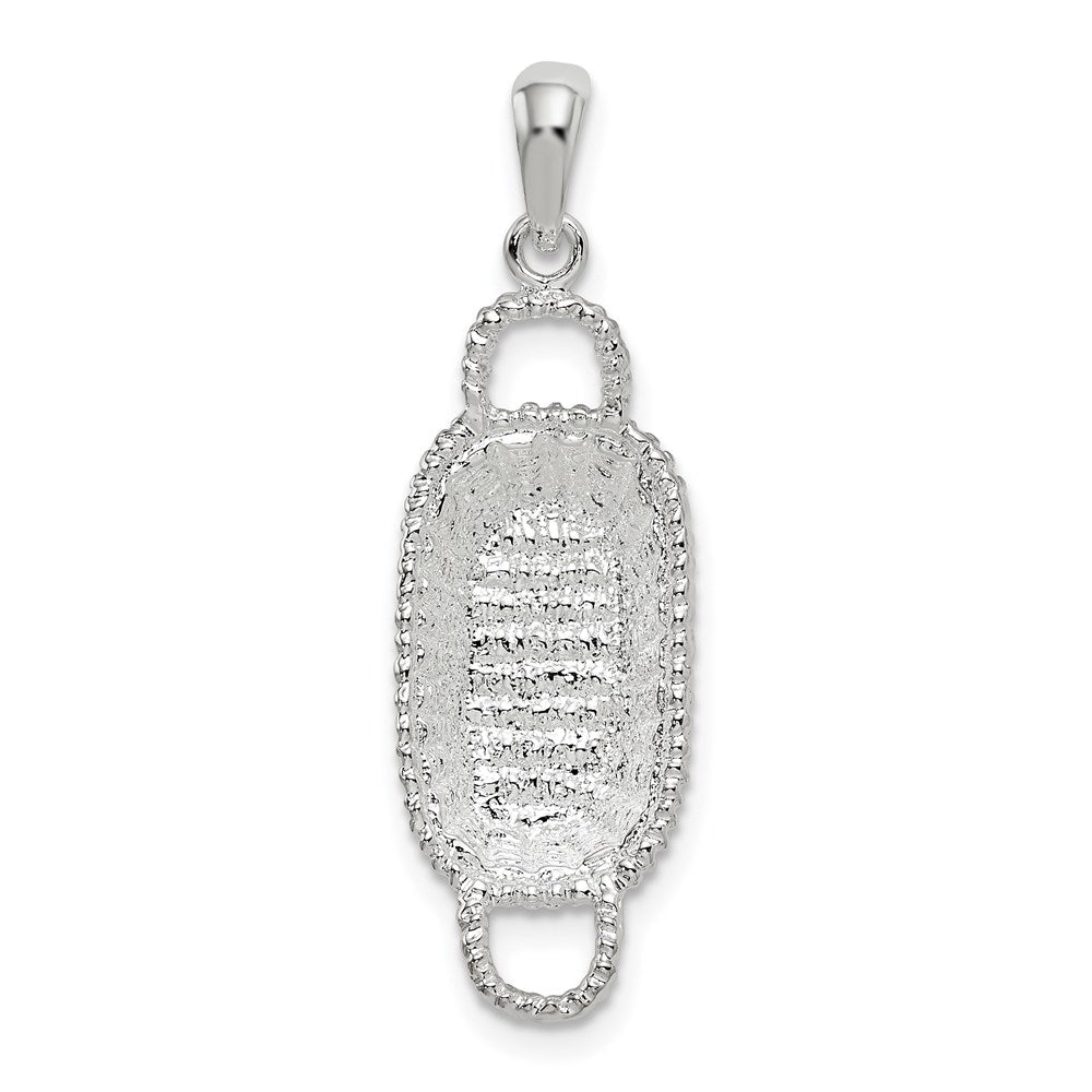 Million Charms 925 Sterling Silver Charm Pendant, 3-D Rectangular Basket, 2 Handles