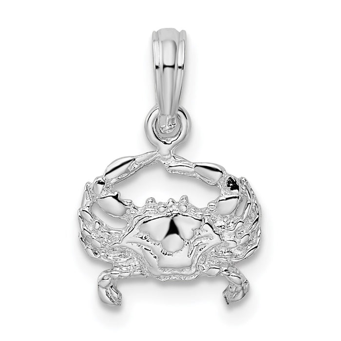Million Charms 925 Sterling Silver Nautical Sea Life  Charm Pendant, Small Blue Crab, 2-D
