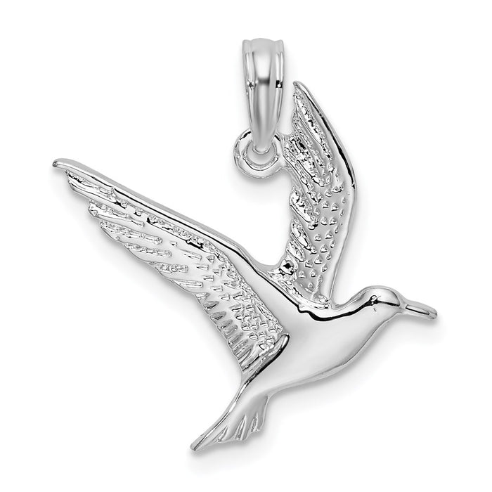 Million Charms 925 Sterling Silver Animal Charm Pendant, Seagull Flying, High Polish, 2-D