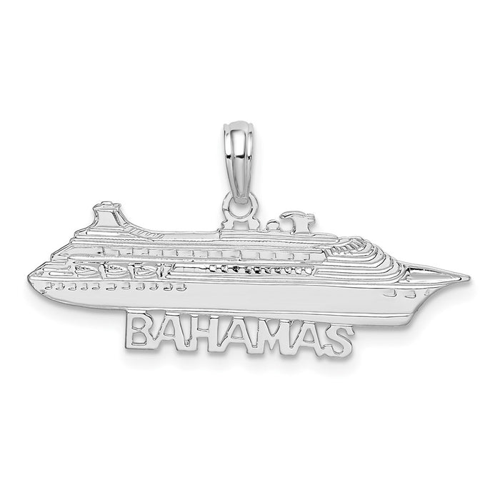 Million Charms 925 Sterling Silver Travel Charm Pendant, Bahamas Under Cruise Ship, High Polish & Flat