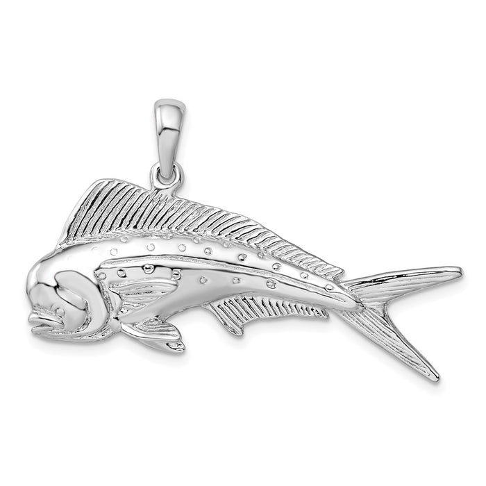 Million Charms 925 Sterling Silver Nautical Sea Life Charm Pendant, Large 3-D Male Dorado (Mahi-Mahi)