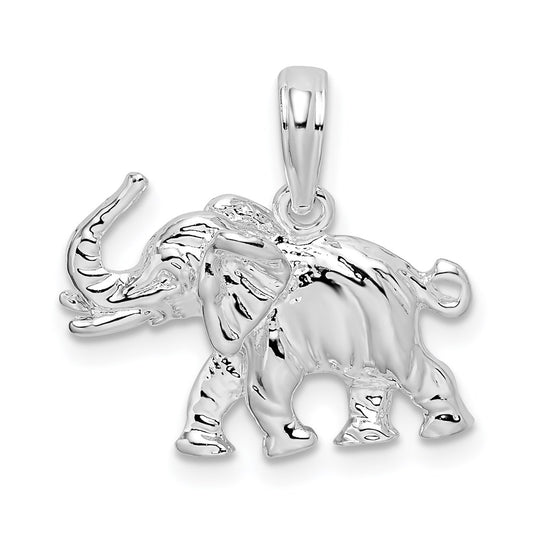 Million Charms 925 Sterling Silver Charm Pendant, 3-D Elephant Profile with Tusk