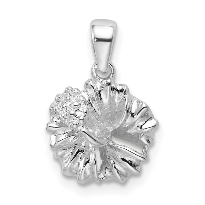 Million Charms 925 Sterling Silver Charm Pendant, Hibiscus Flower Pendant, 2-D & Textured