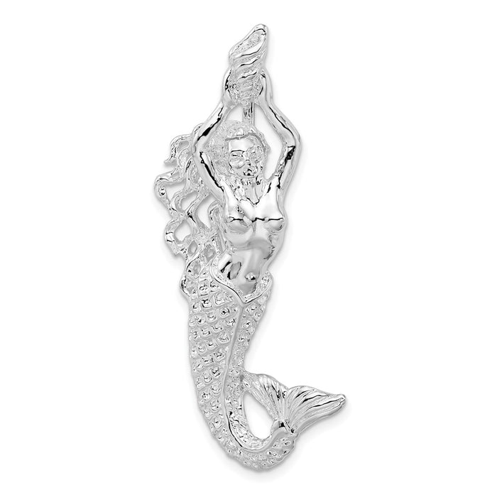 Million Charms 925 Sterling Silver Charm Pendant, Large Mermaid with Hands Reaching Up Hidden Bail