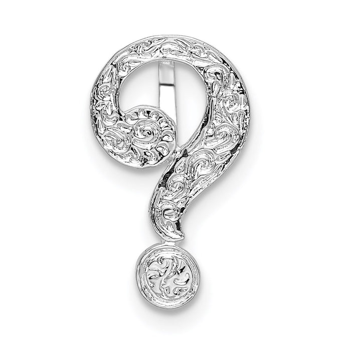 Million Charms 925 Sterling Silver Charm Pendant, Small Question Mark with Hidden Bail