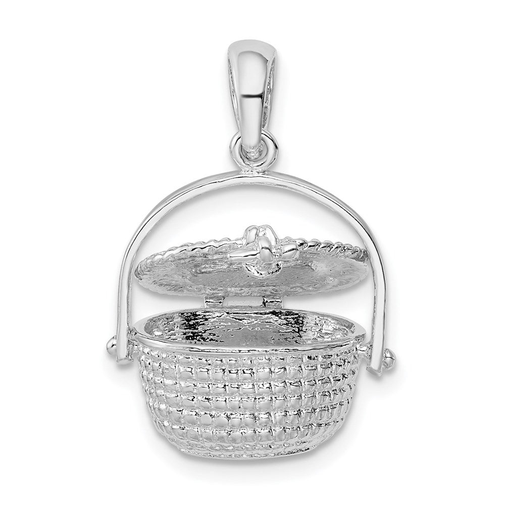 Million Charms 925 Sterling Silver Charm Pendant, 3-D Nantucket Basket  Lid To Hold Scrimshaw
