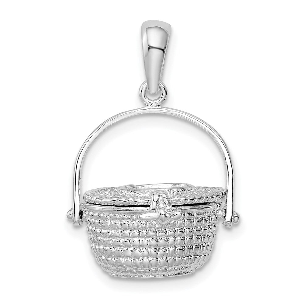 Million Charms 925 Sterling Silver Charm Pendant, 3-D Nantucket Basket  Lid To Hold Scrimshaw