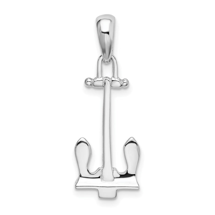 Million Charms 925 Sterling Silver Nautical  Charm Pendant, 3-D Navy Anchor, High Polish