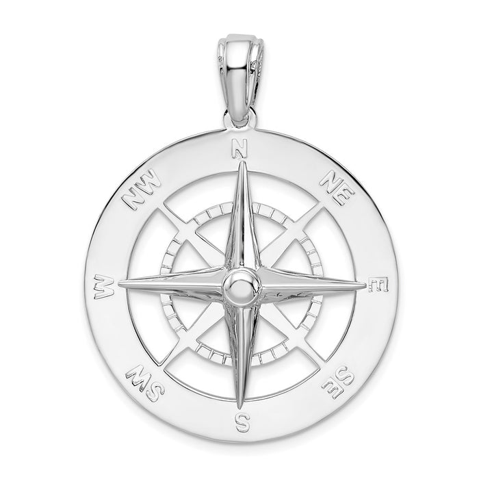 Million Charms 925 Sterling Silver Charm Pendant, Large Nautical Compass