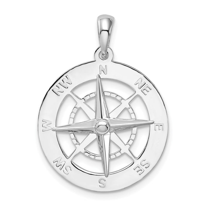 Million Charms 925 Sterling Silver Charm Pendant, Nautical Compass